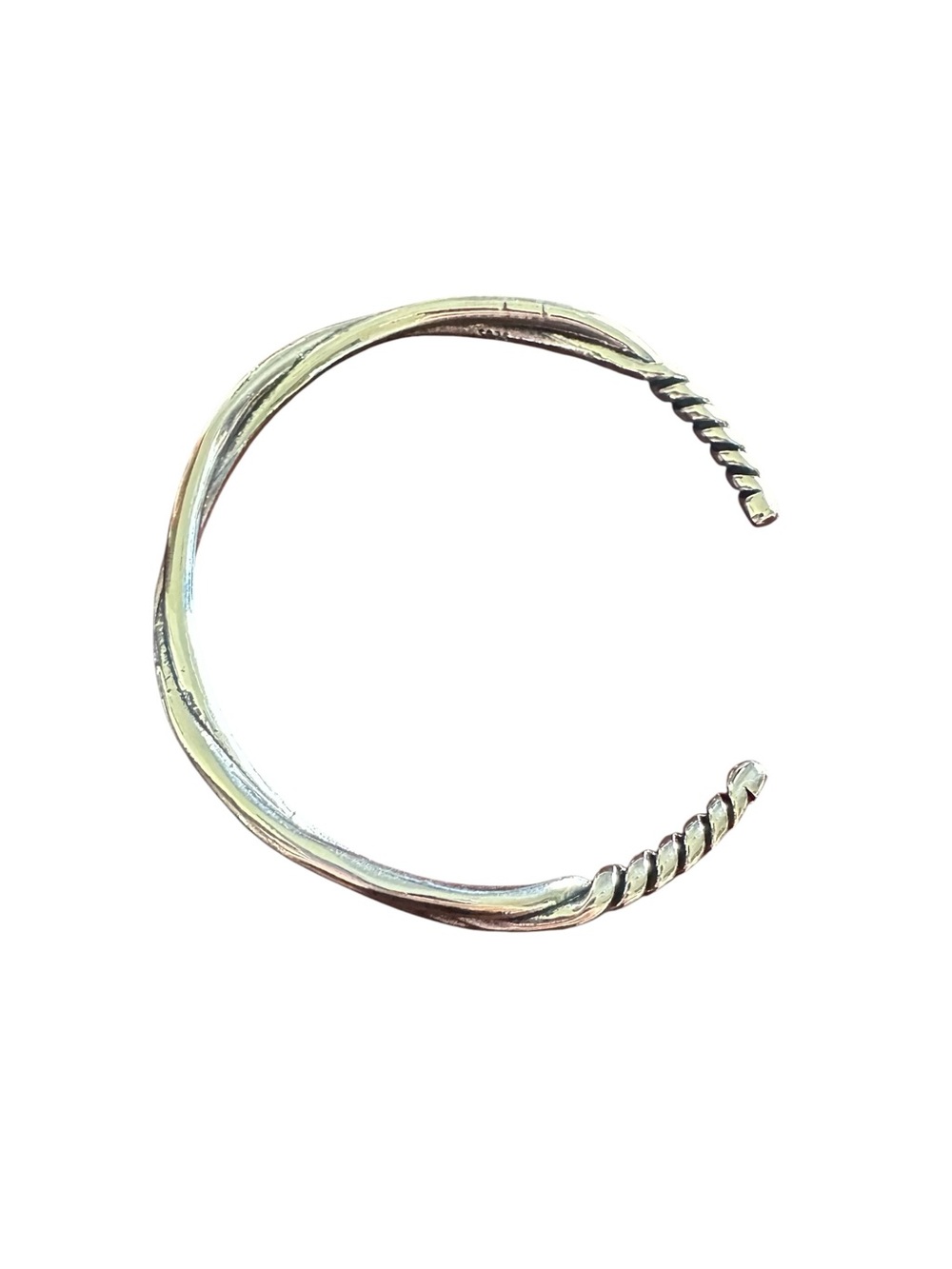Boho Sterling Silver Twist Design Cuff Bangle Bracelet